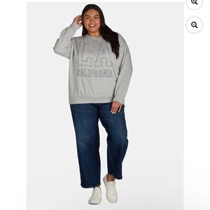 No Boundaries rhinestone LA CALIFORNIA grey sweatshirt size L (12-14) new
